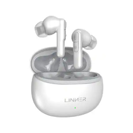 Front. LINNER - Nova Lite Bluetooth Hearing Aids with Noise Canceling and Volume Control - White.