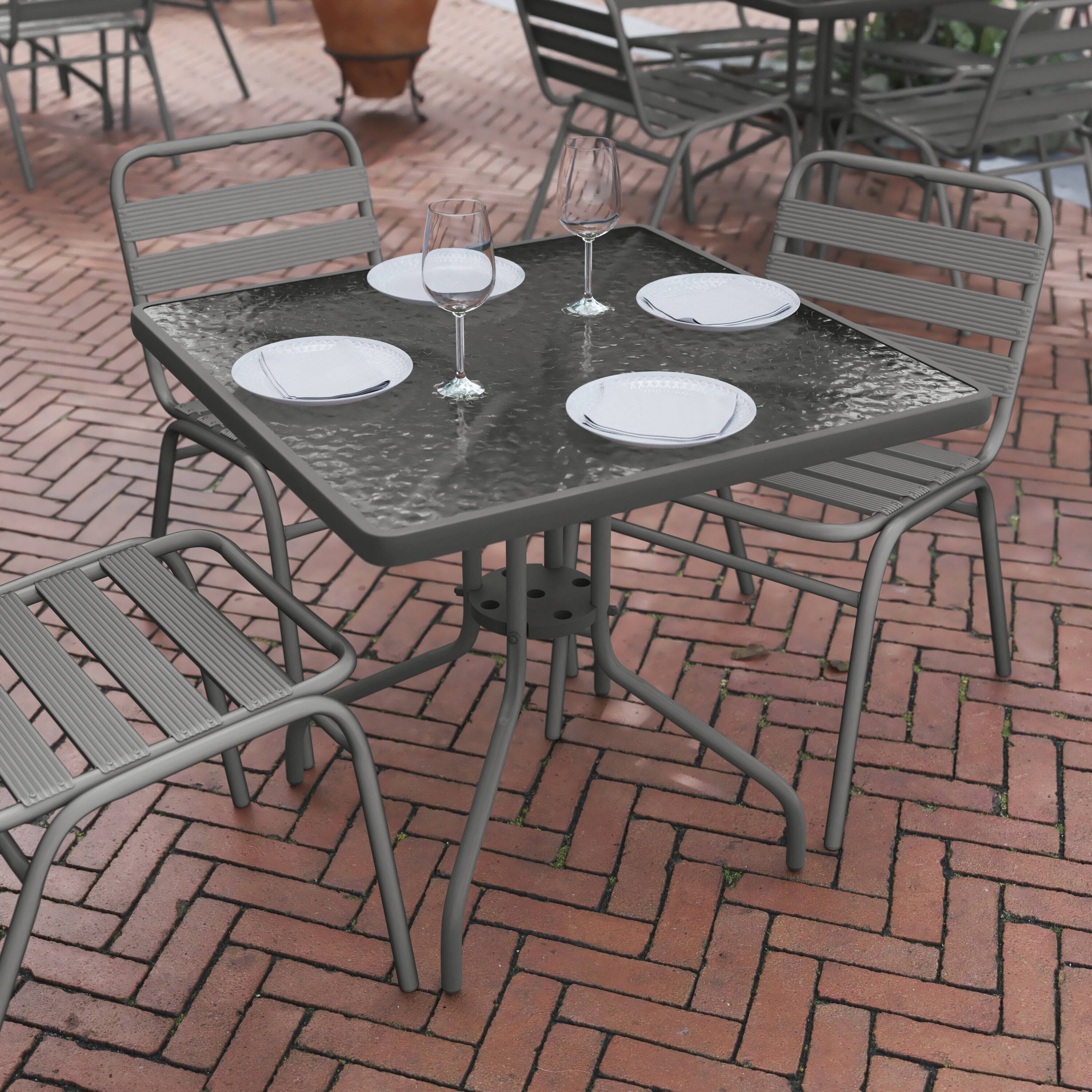 Alt View 2. Flash Furniture - Barker 31.5'' Silver Square Tempered Glass Metal Table - Gray.