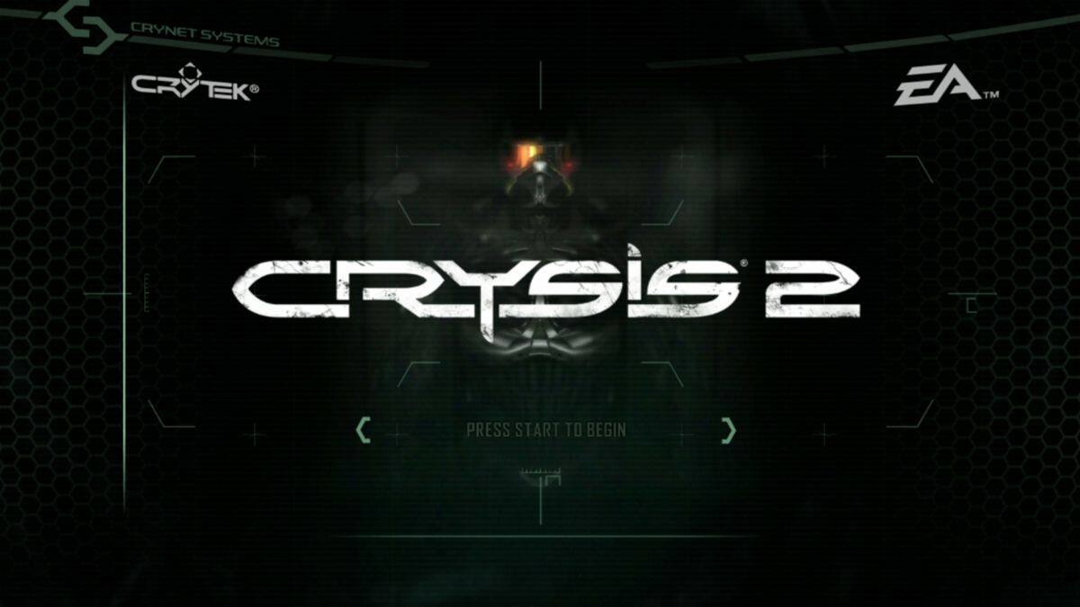 Sure, here is the corrected and grouped text from the image:

---

**CRYNET SYSTEMS**  
**CRYTEK**  
**CRYsis 2**  
**PRESS START TO BEGIN**  

**EA**  

---