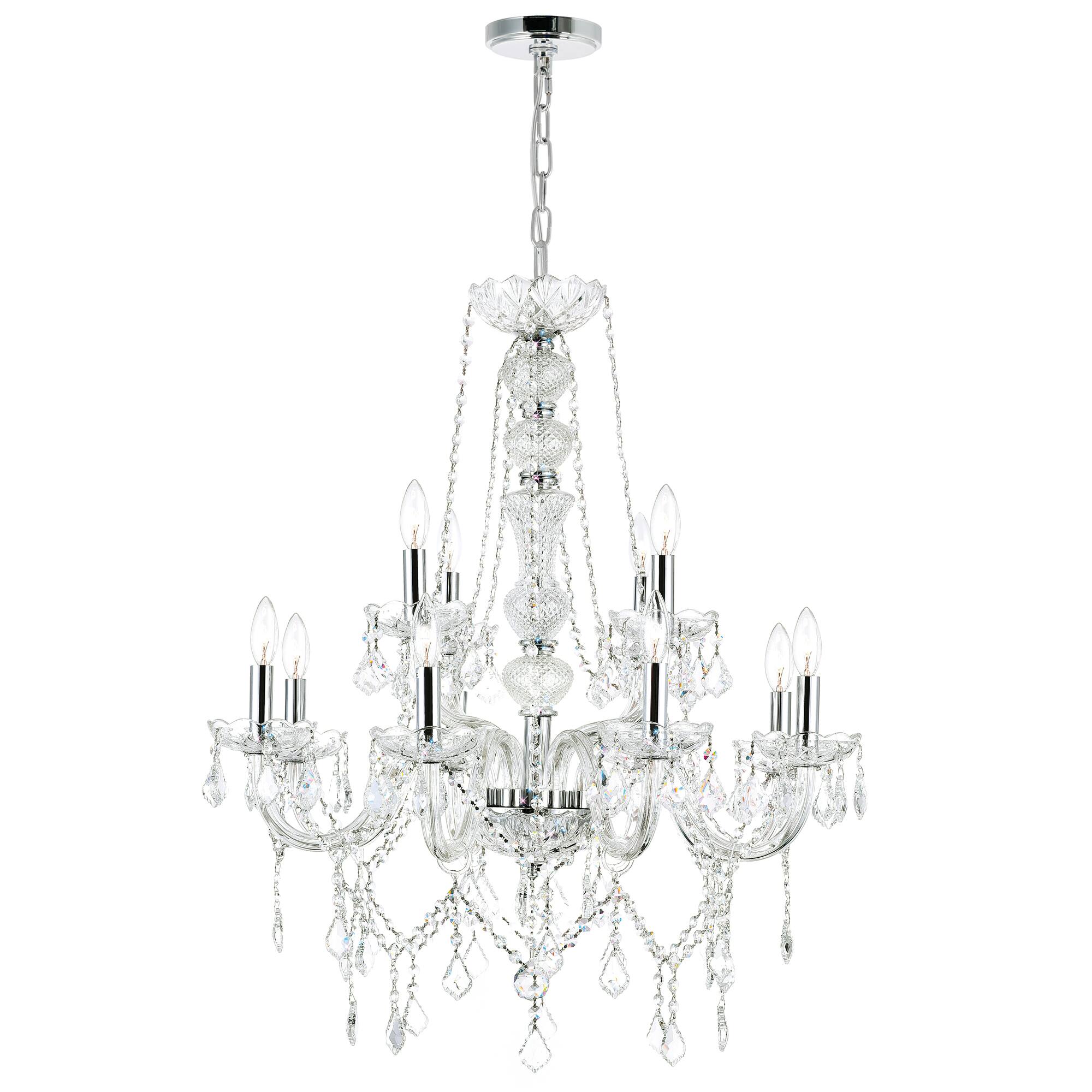 Front. CWI Lighting - Princeton 12 Light Down Chandelier With Chrome Finish - Chrome.