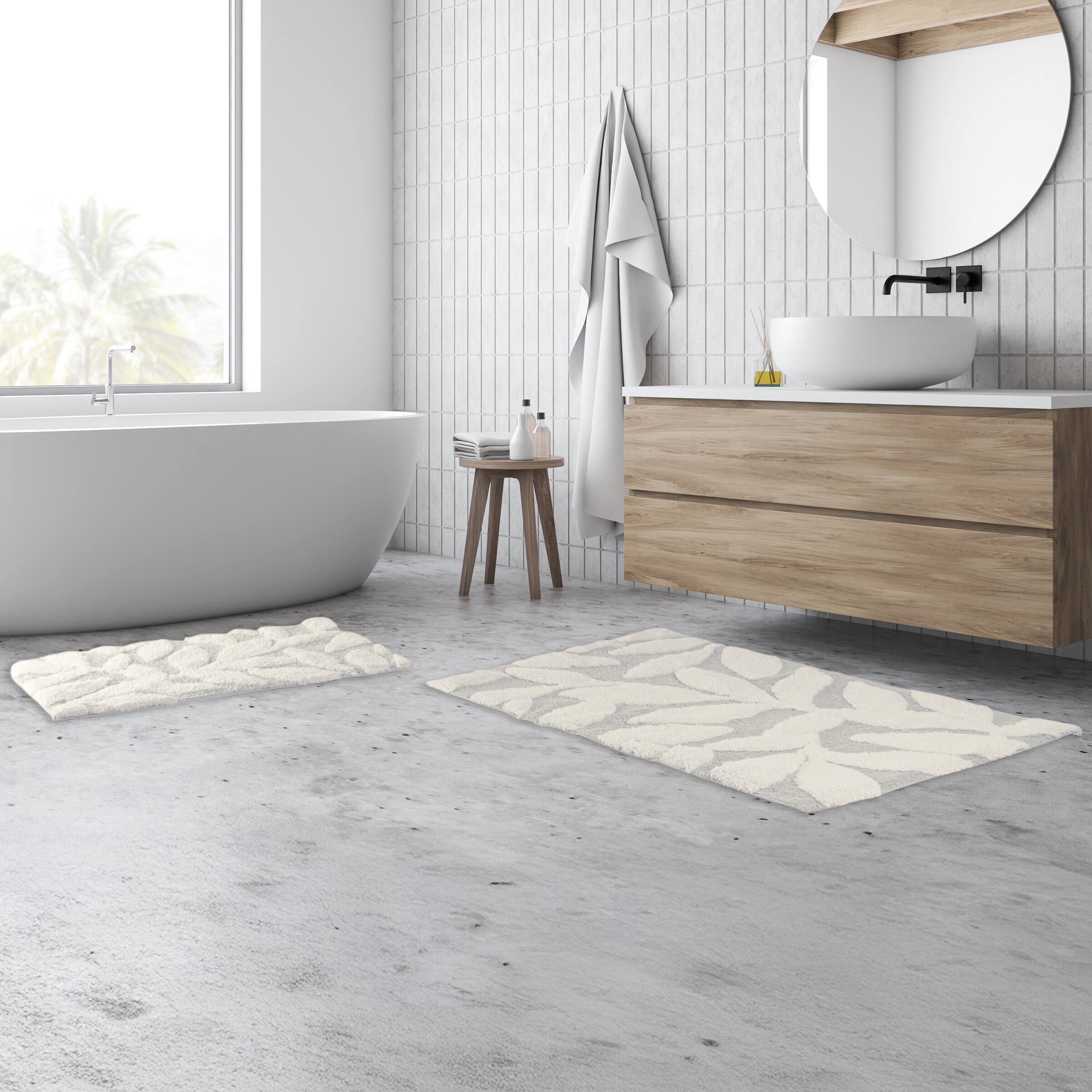 Lavish Home - 2PC Cotton Bathroom Rug Set Non Slip Bath Mats 35x22" and 25x18" - Blue