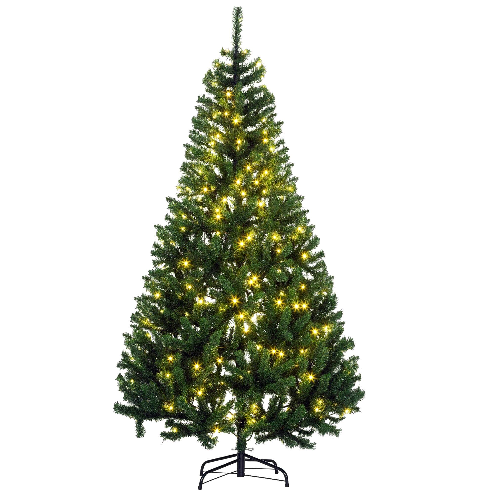 Front. Homcom - Prelit Douglas Fir Artificial Christmas Tree, Realistic Branches, 250 Warm White LEDs, 1000 Tips - green.
