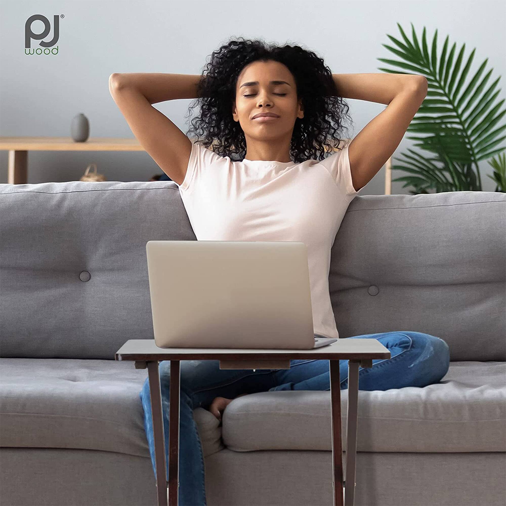 Alt View 8. PJ Wood - PJ Wood Portable Folding TV Snack Tray Table Desk Stand, Espresso (6 Piece Set) - Espresso/Brown.