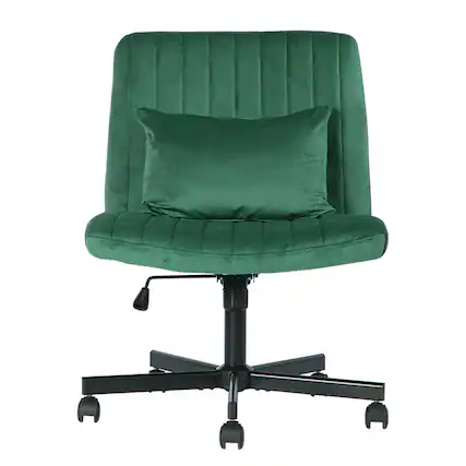 Front. GOODSILO - Linen Upholstered Ergonomic Office Chair with Adjustable Height and Tilt Mechanism for Home Workspaces - Green.