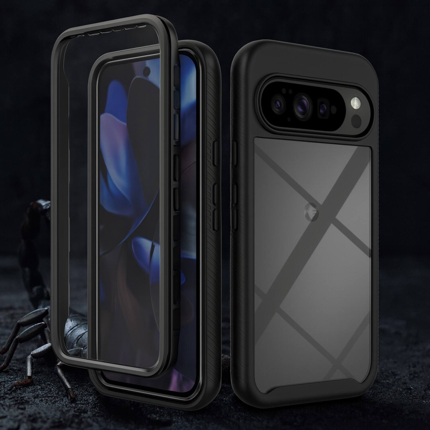 Angle. SaharaCase - Raider Series Grip Case for Google Pixel 10 Pro XL - Scorpion Black - Black.