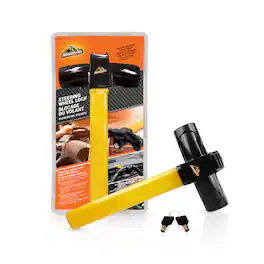 Armor All - Steering Wheel Lock, Heavy-Duty Anti-Theft Car Device, Unduplicatable Unique Key Design, Carbon Steel Build - Yellow