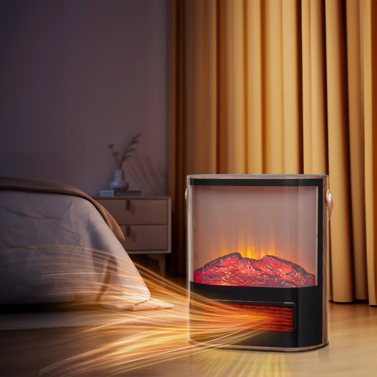 Alt View 10. Winado - Portable Electric Fireplace Heater for Indoor Use, 1500W Space Heater Fireplace with 7 Color Adjustable Flames - Light Walnut.