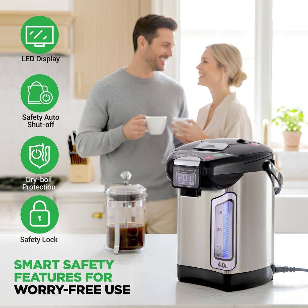 LED Display  
Safety Auto Shut-off  
Dry-boil Protection  
Safety Lock  

SMART SAFETY FEATURES FOR WORRY-FREE USE  

4.0L