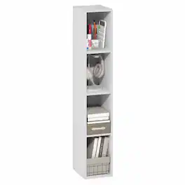 Furinno - FULDA Book Shelf, 4-Tier Narrow Bookshelf, Standing Bookcase with 8-In Width Storage Shelf, 9.3 x 7.9 x 41.6 - White