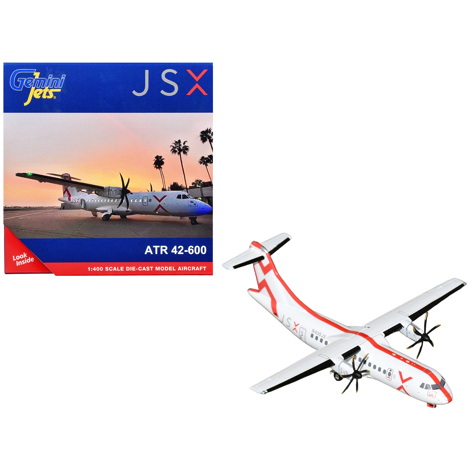 "ATR 42-600 Commercial Aircraft ""JSX"" (N400JX) White with Red Stripes 1/400 Diecast Model Airplane by GeminiJets" price history on PriceWatchPro