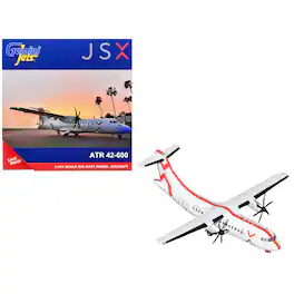 ATR 42-600 Commercial Aircraft "JSX" (N400JX) White with Red Stripes 1/400 Diecast Model Airplane by GeminiJets