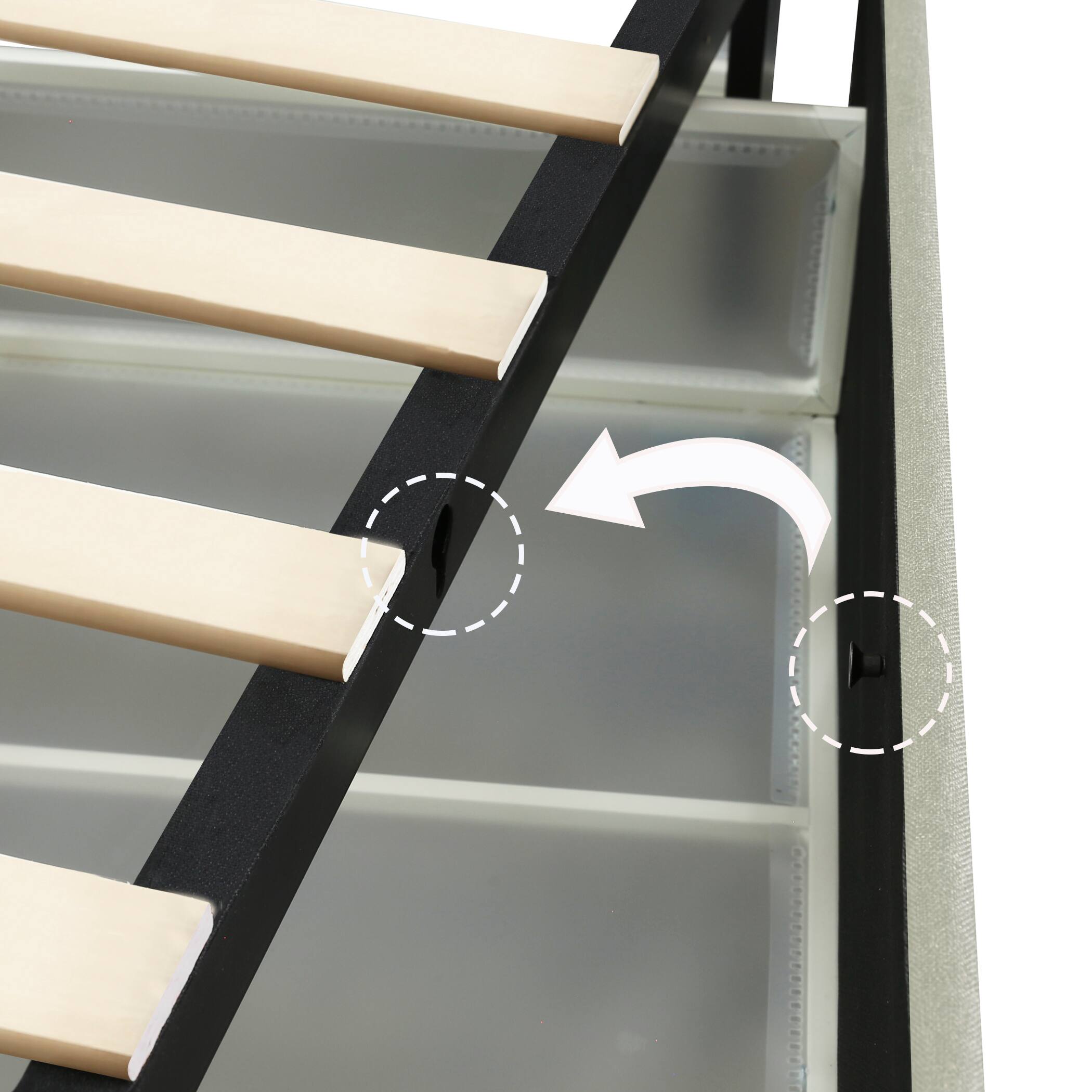 Alt View 4. LUCKY ONE - Queen Size 2-Drawer Storage Bed Frame Velvet Upholstered Wingback Platform Bed - Ivory.