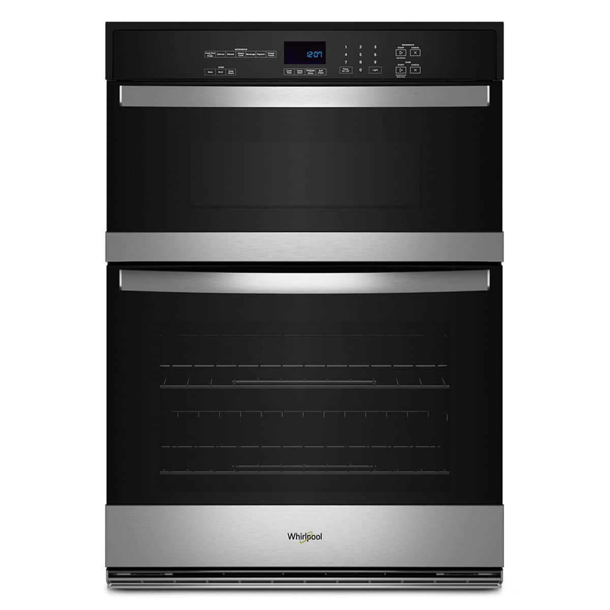 Whirlpool - 6.4 Total Cu. Ft. Combo Self-Cleaning Wall Oven - Stainless Steel - Front_Zoom