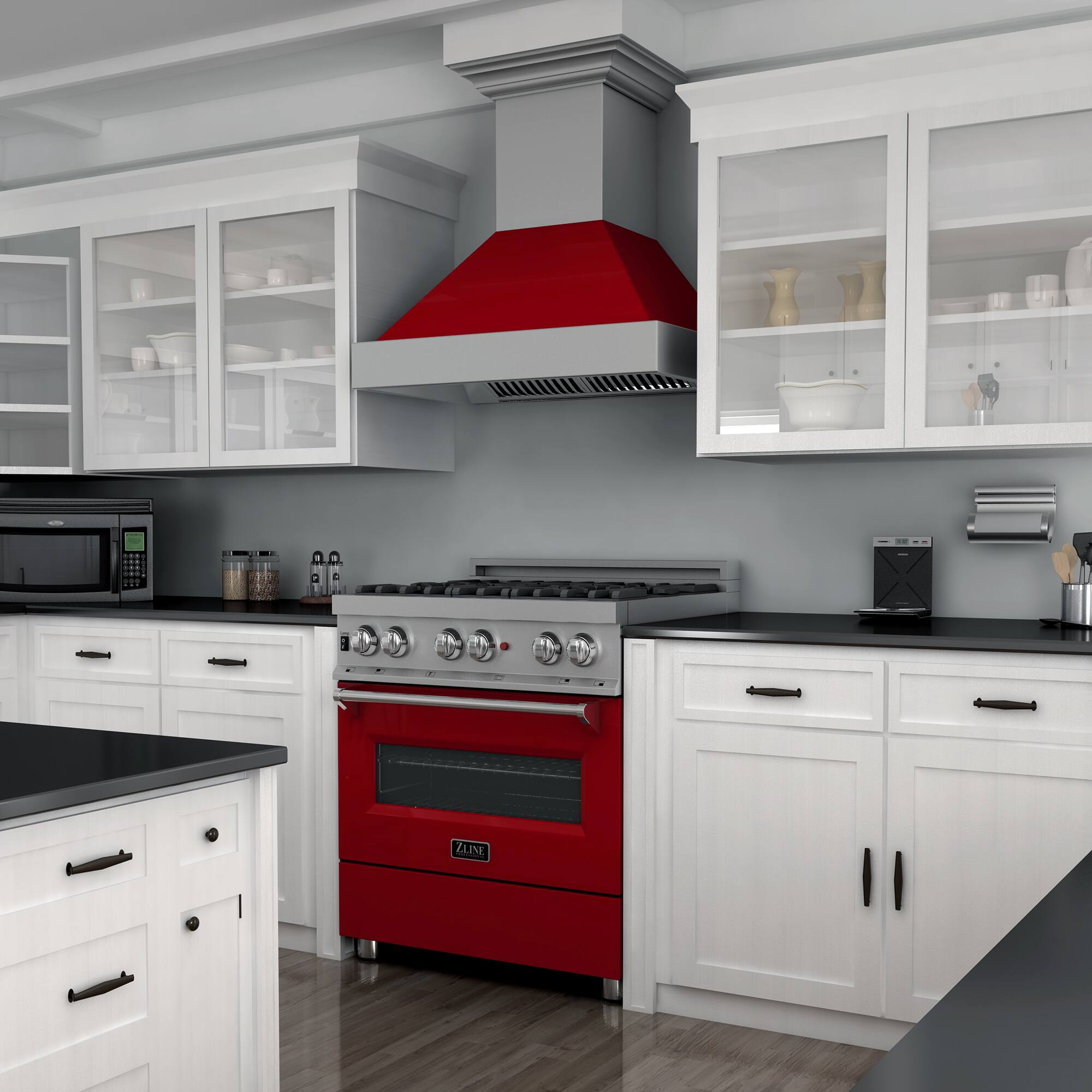 Alt View 1. ZLINE - ZLINE 36 in. Legacy Dual Fuel Range in Satin Stainless Steel & Red Gloss Door (RAS-RG-36) - Gloss Red.