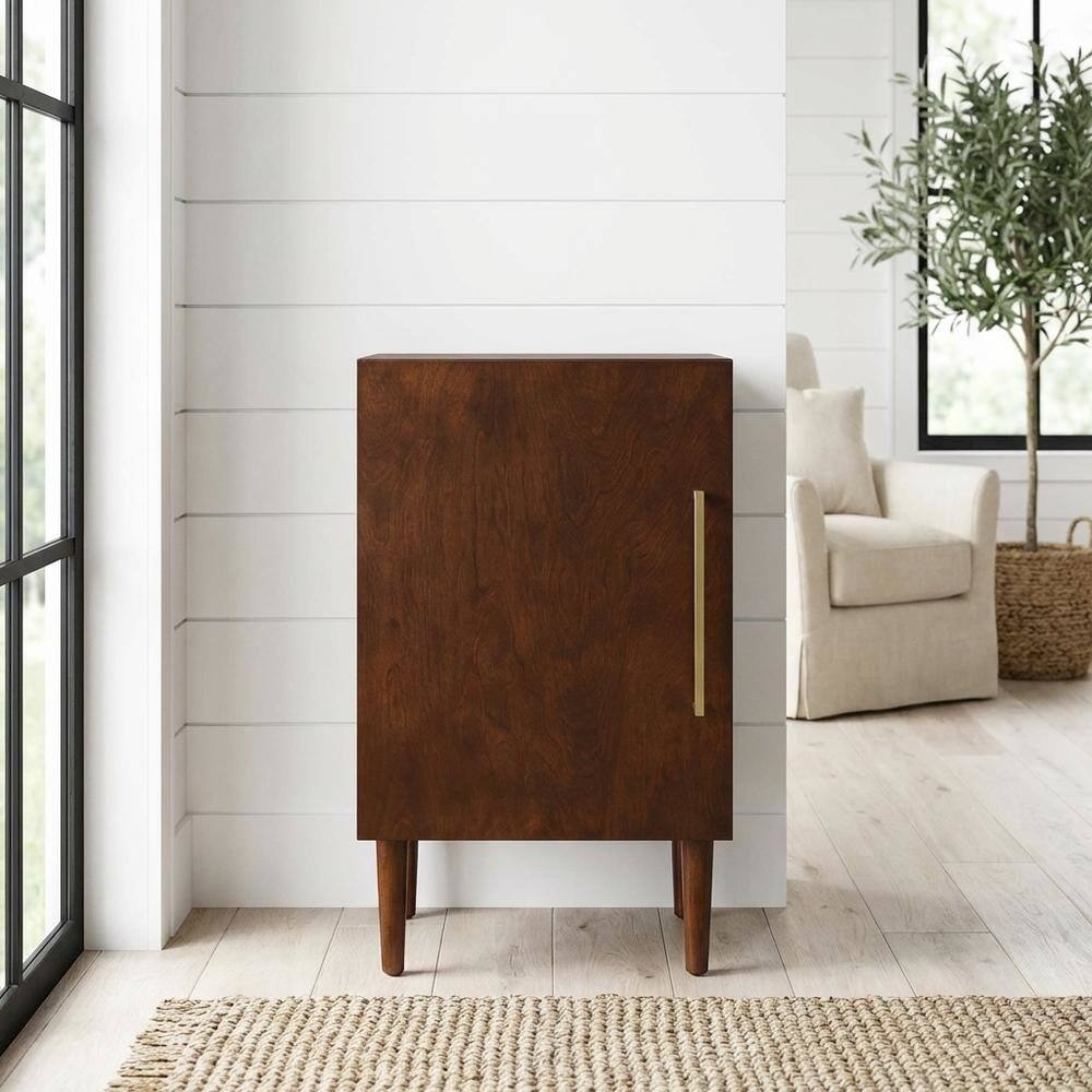Alt View 1. FurniFact - Mahogany Record Player Stand with Anti-Tip Mechanism and Elevated Clearance - Brown.