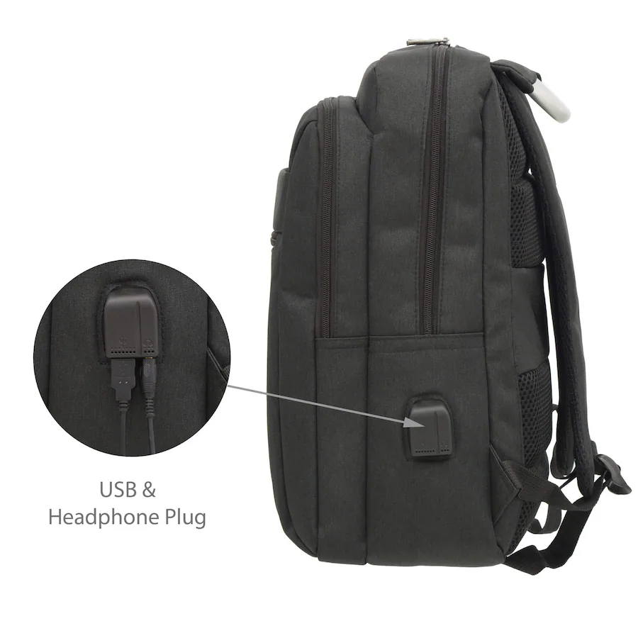 Club Rochelier Laptop Backpack USB Charging Port Built In Charger ...