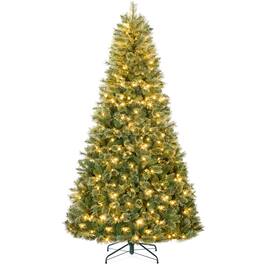 Best Choice Products - 9ft Pre-Lit Cashmere Christmas Tree Holiday Decor w/ Cordless Connection, 2-in-1 LED Lights - Green
