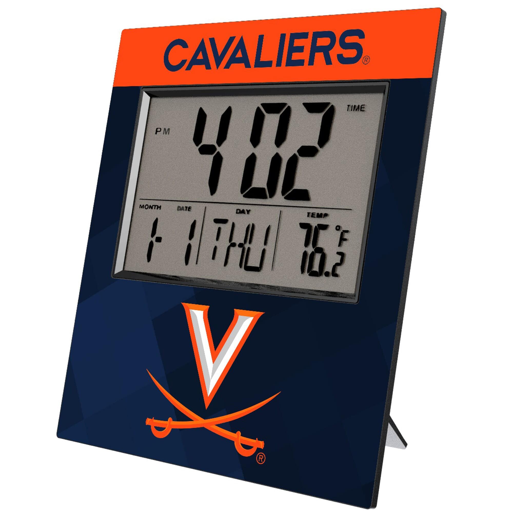 Keyscaper - Virginia Cavaliers Color Block Digital Desk Clock - Multicolor