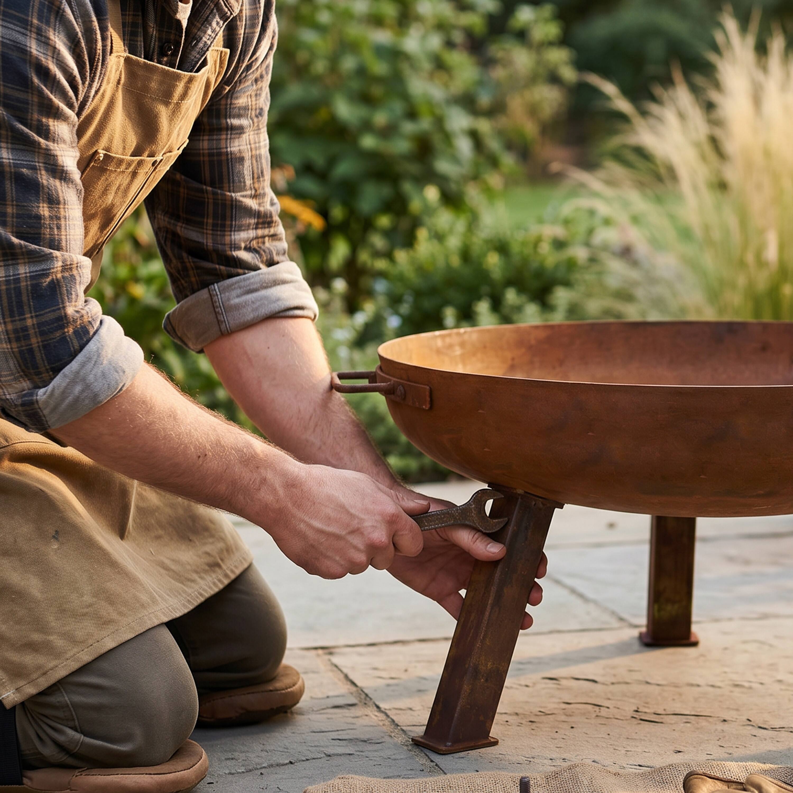 Alt View 9. Sunnydaze - 30 in Rustic Cast Iron Wood-Burning Fire Pit with Handles - Rust.