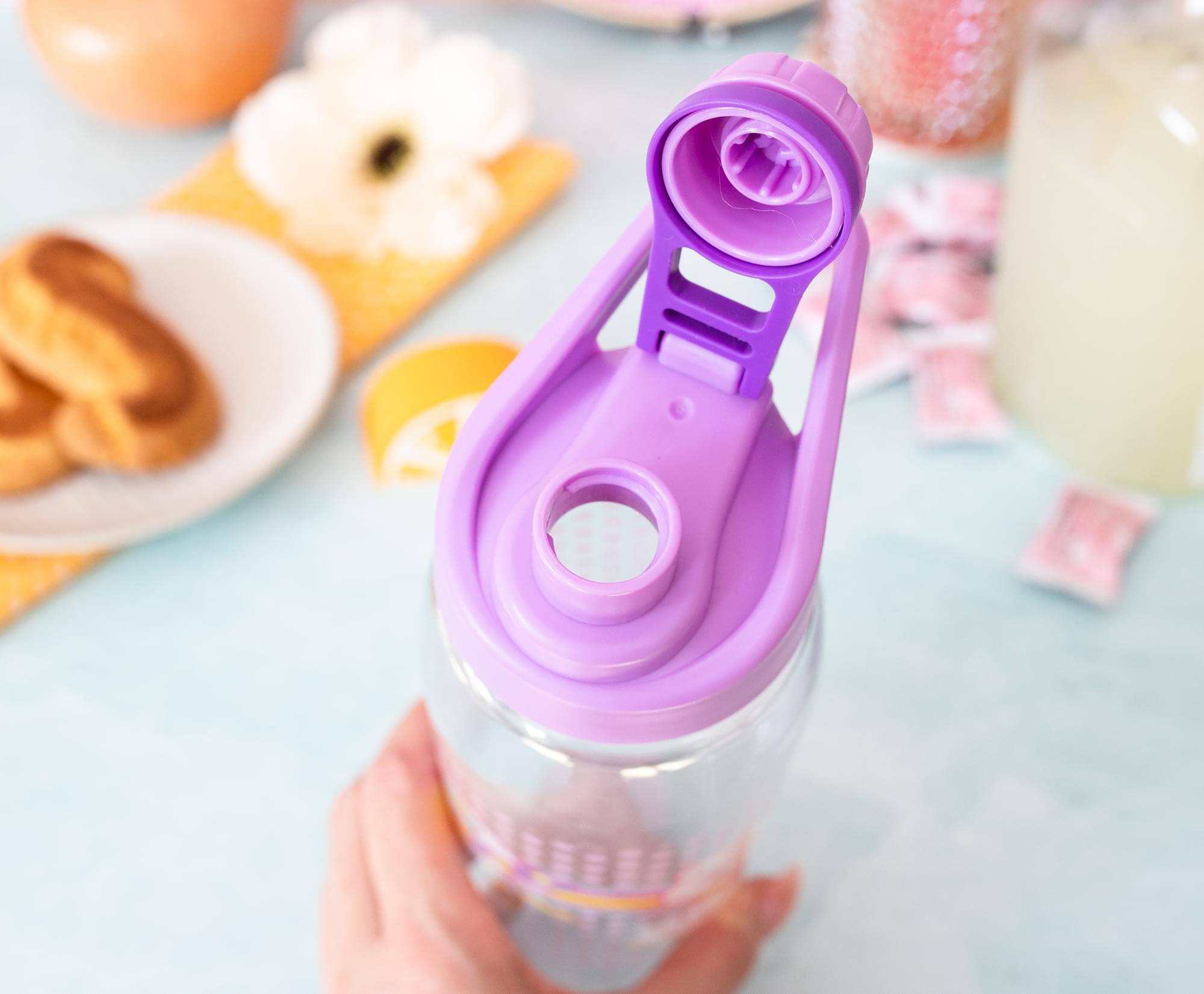 Alt View 3. Silver Buffalo - Sanrio Hello Kitty and Joey Rainbow Plastic Water Bottle With Screw-Top Lid - Purple.