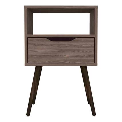 Front. Treevol Furniture - Nightstand Fugaz, Bedroom, Dark Walnut - Brown.