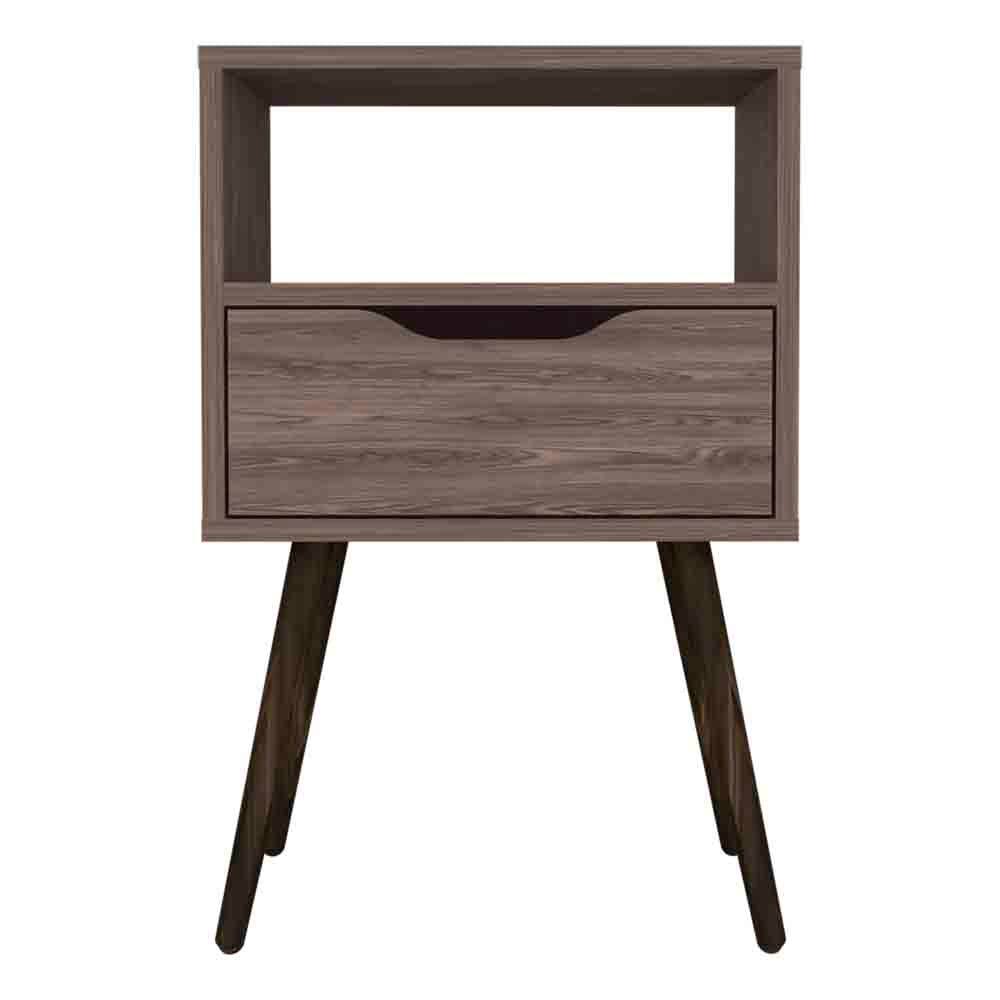 Front. Treevol Furniture - Nightstand Fugaz, Bedroom, Dark Walnut - Brown.