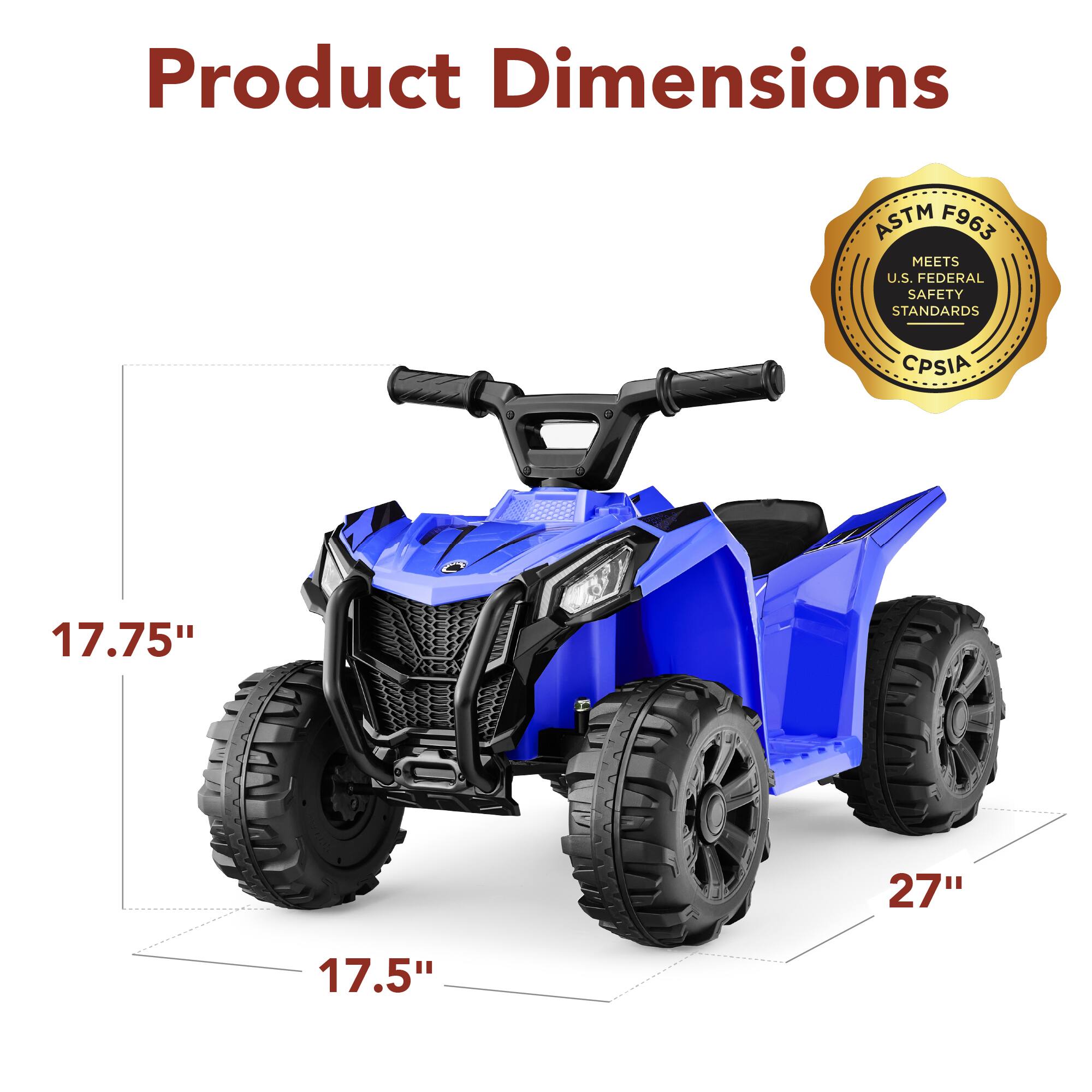 Product Dimensions: ASTM F963, Meets U.S. Federal Safety Standards CPSIA. Dimensions: 17.75" x 27" x 17.5".