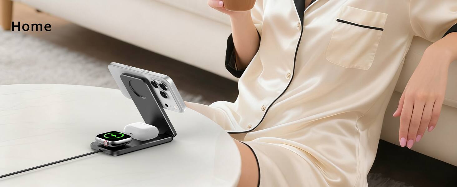 Alt View 8. Core Tech - Foldable 3-in-1 Magnetic Wireless Charging Station for iPhone, Apple Watch and AirPods - Black.