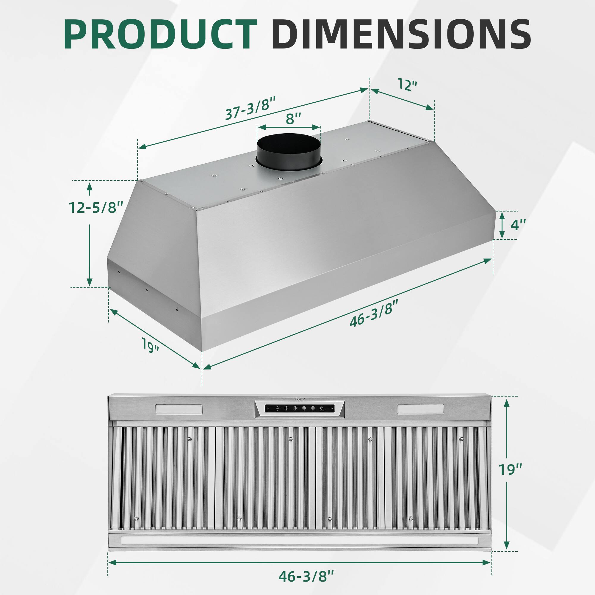 PRODUCT DIMENSIONS  
37-3/8" 8" 12" 12-5/8" 1" 4" 19" 46-3/8"