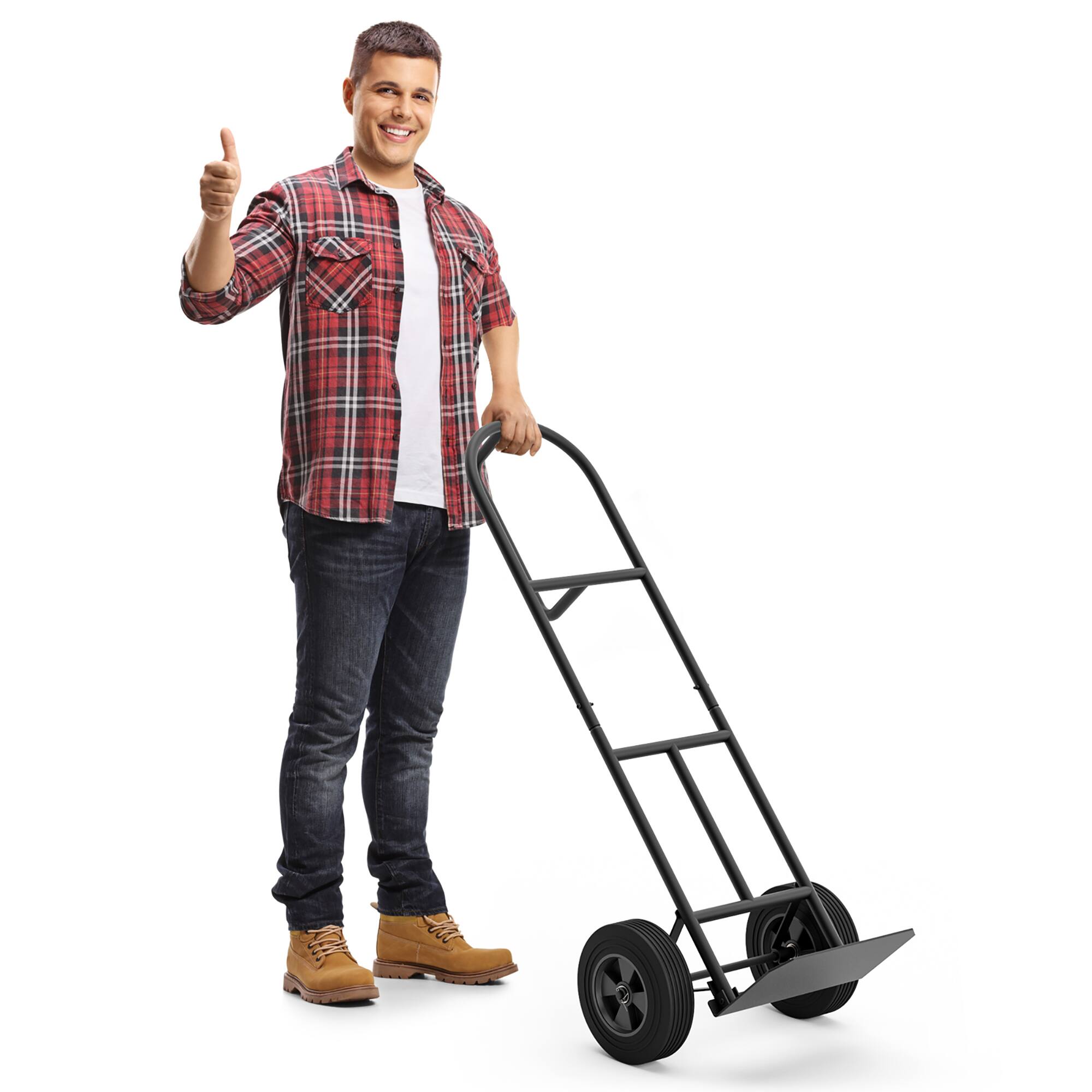 Alt View 19. Costway - Heavy Duty Hand Truck Metal Dolly Cart with P-Handle and Rubber Wheels and 770 LBS Max Load - Black.