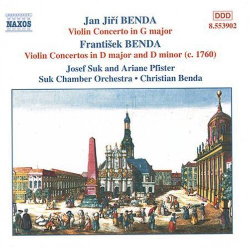 Jan Jiří BENDA  
Violin Concerto in G major  
František BENDA  
Violin Concertos in D major and D minor (c. 1760)  

Josef Suk and Ariane Pfister  
Suk Chamber Orchestra • Christian Benda  

NAXOS  
8.553902