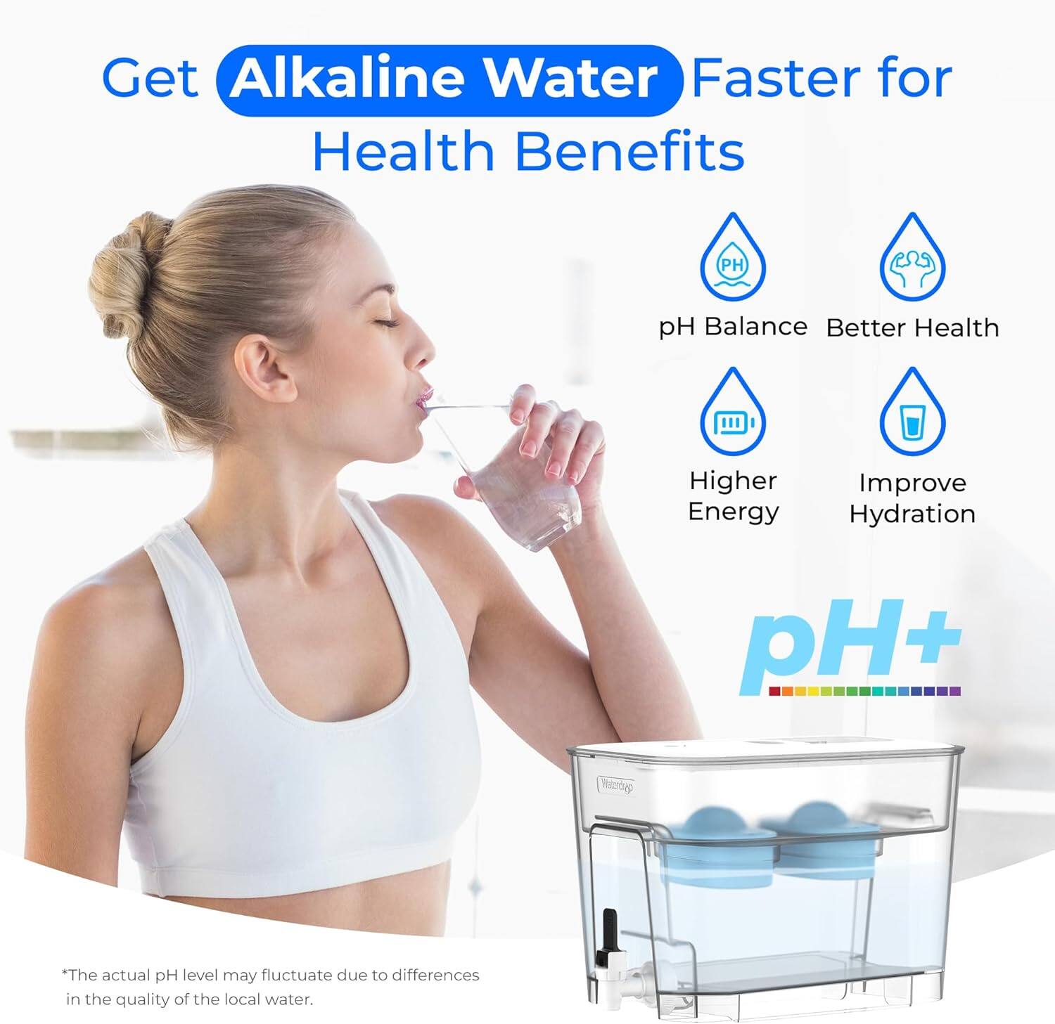 Get Alkaline Water Faster for Health Benefits

pH Balance
Better Health
Higher Energy
Improve Hydration

pH+

*The actual pH level may fluctuate due to differences in the quality of the local water.