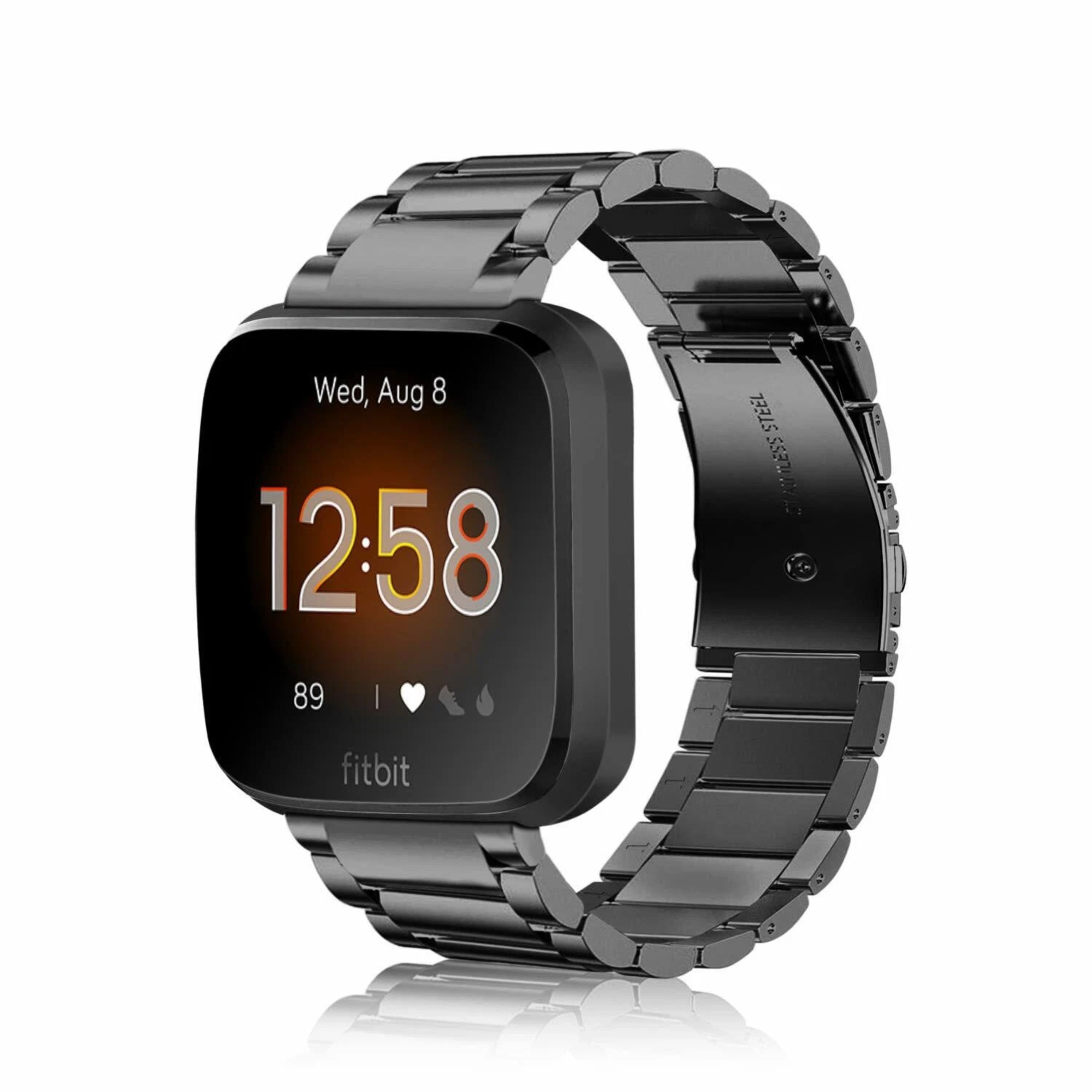 Kitcheniva - Stainless Steel Watch Band For Fitbit Versa 2 - Black