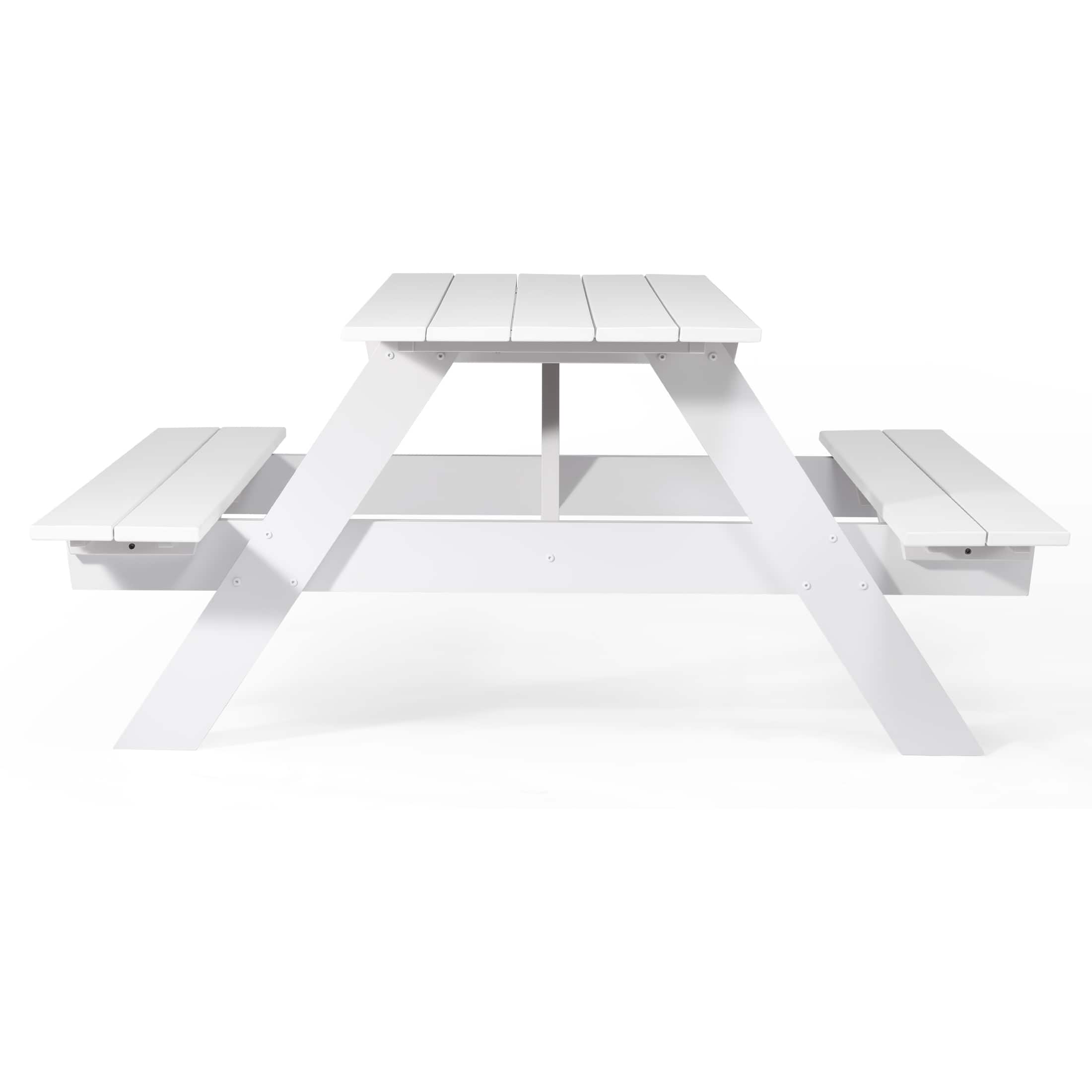 "WestinTrends - Greenville Outdoor 70"" HDPE Plastic Picnic Table Bench With Umbrella Hole - White" price history on PriceWatchPro