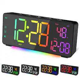 Dazzed Corner - RGB Digital Alarm Clock with Dual Alarms, Date/Temperature - Black