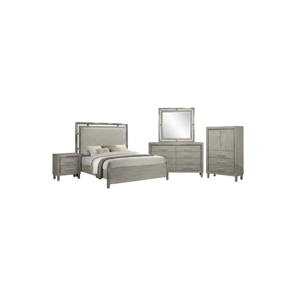 New Classic Furniture - Lennox 5Pc Wood Bedroom Set w Chest - Gray