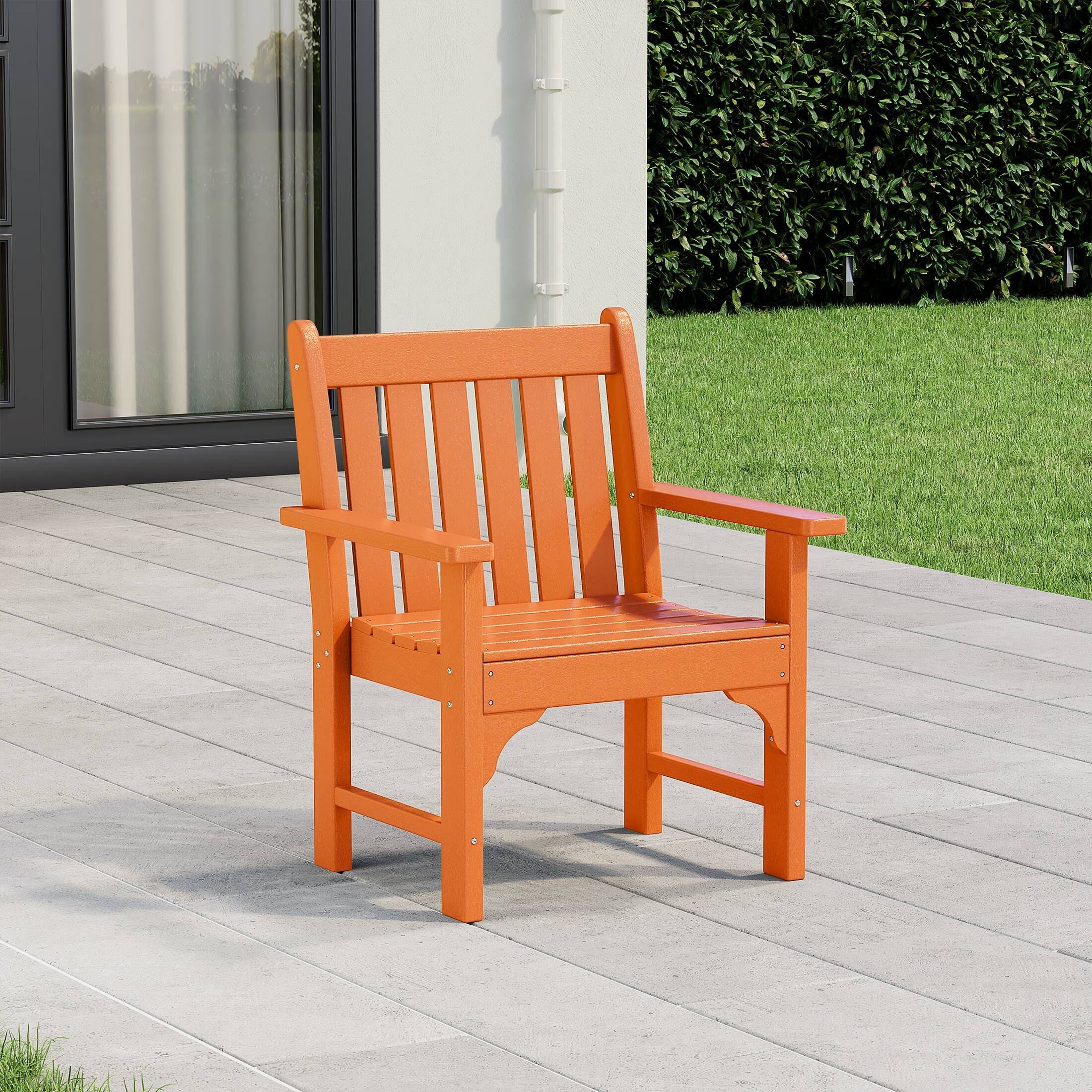 Angle. WestinTrends - WestinTrends Malibu Outdoor Patio HDPE Adirondack Dining Arm Chair - Orange.