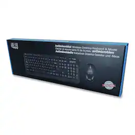 Adesso - WKB-1320CB 2.4 GHz Frequency 30 ft. Wireless Range Antimicrobial Wireless Desktop Keyboard and Mouse - Black