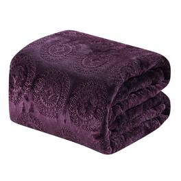 Noble House - Ceasar Soft Plush Contemporary Embossed Collection All Season Throw 50"x60" - Plum