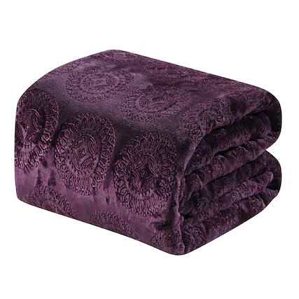 Front. Noble House - Ceasar Soft Plush Contemporary Embossed Collection All Season Throw 50"x60", Plum - Plum.