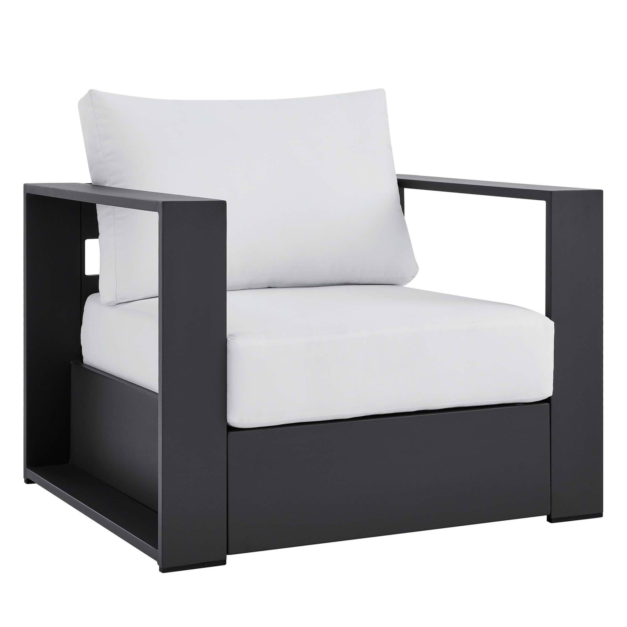 Left. Modway - Tahoe Outdoor Patio Powder-Coated Aluminum Armchair by Modway - Gray White.