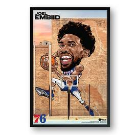 Sporticulture - Joel Embiid Philadelphia 76ers Framed 14" x 20" Player Caricature Art - Multicolor