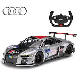 JuzToys - Remote Control Car, 1:14 RC Car RC Car Audi R8 LMS Performance Model with LED Lights - White