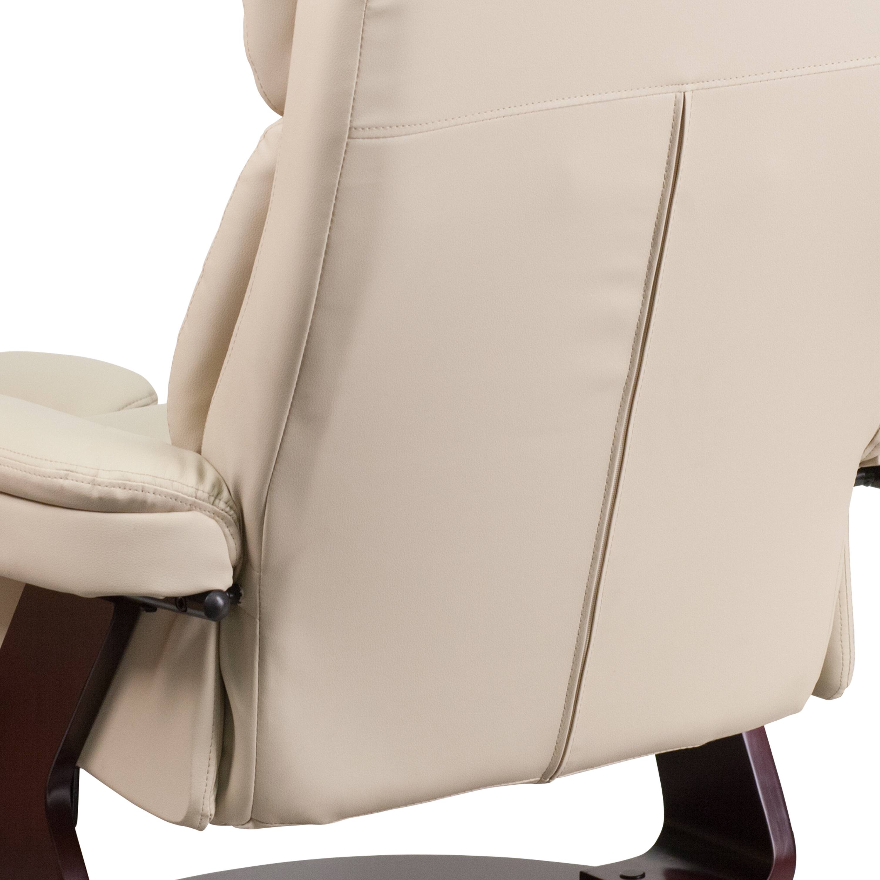 Alt View 8. Emma + Oliver - Multi-Position Recliner & Curved Ottoman with Swivel Wood Base - Beige.