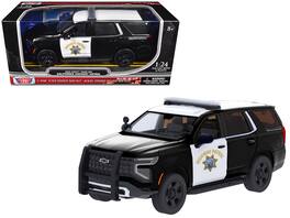 2025 Chevrolet Tahoe Police Pursuit Vehicle "California Highway Patrol" Black and White 1/24 Model Car by Motormax