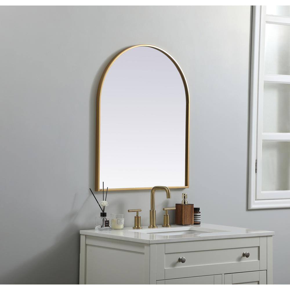 Alt View 2. Elegant Decor - Metal Frame Arch Mirror 24x30 Inch in Brass - Brass.