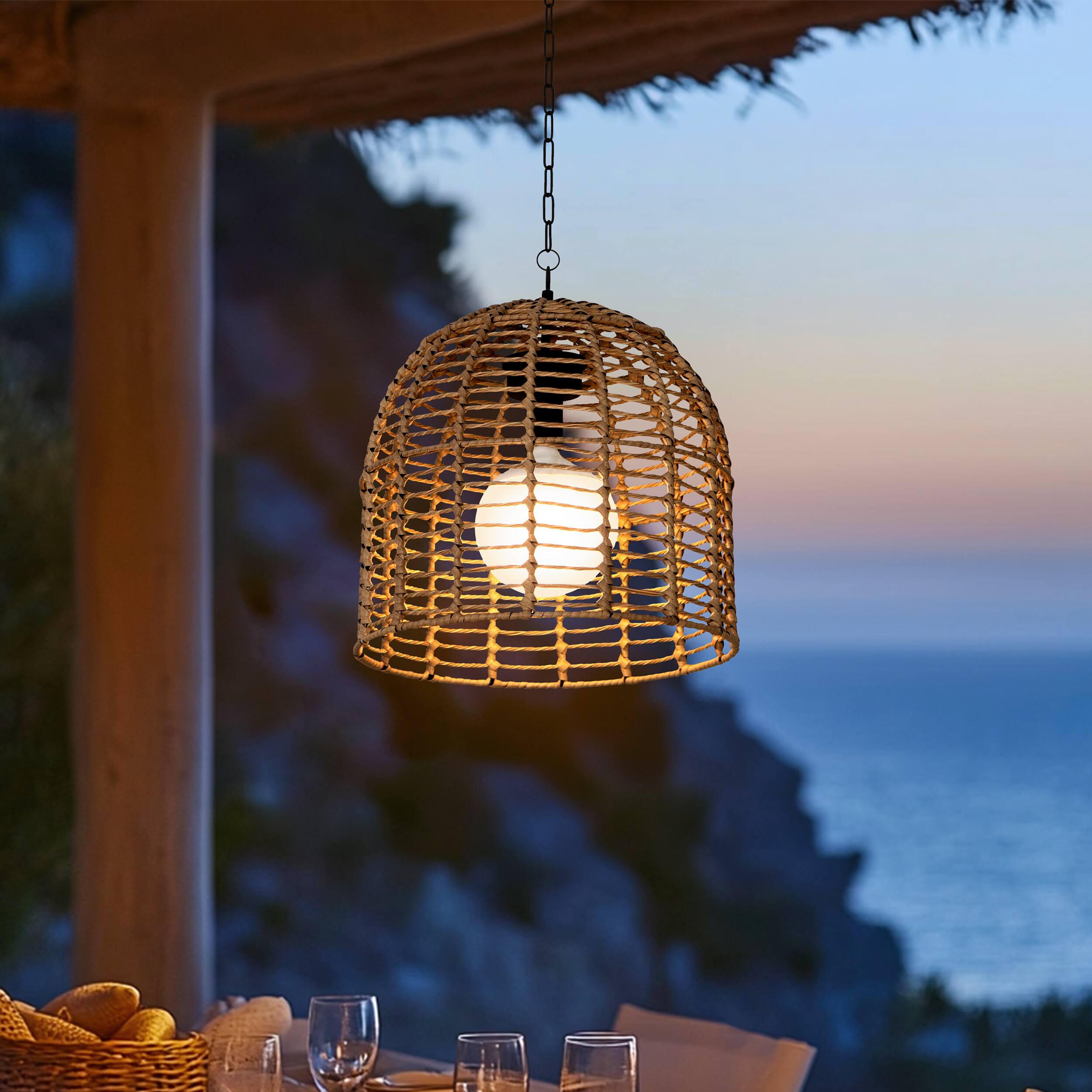 Alt View 6. SUNJOY - Sunjoy Keely LED Chandelier with Remote Control, Battery Operated (not included), Light Brown - Light Brown.