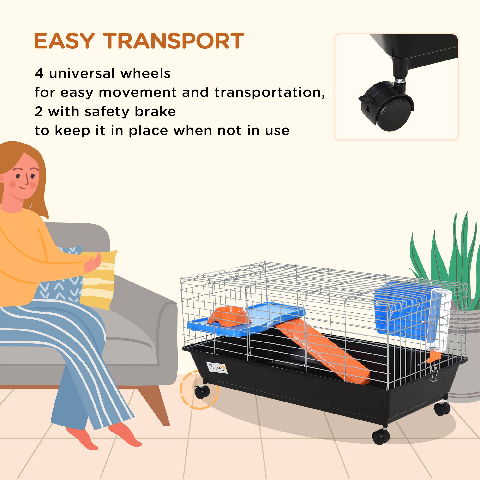 EASY TRANSPORT

4 universal wheels for easy movement and transportation, 2 with safety brake to keep it in place when not in use