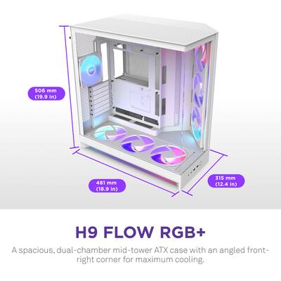NZXT H9 Flow+ RGB 2025 ATX Mid Tower Dual Chamber PC Case White CM NZXT H9 Flow+ RGB 2025 ATX Mid Tower Dual Chamber PC Case White CM