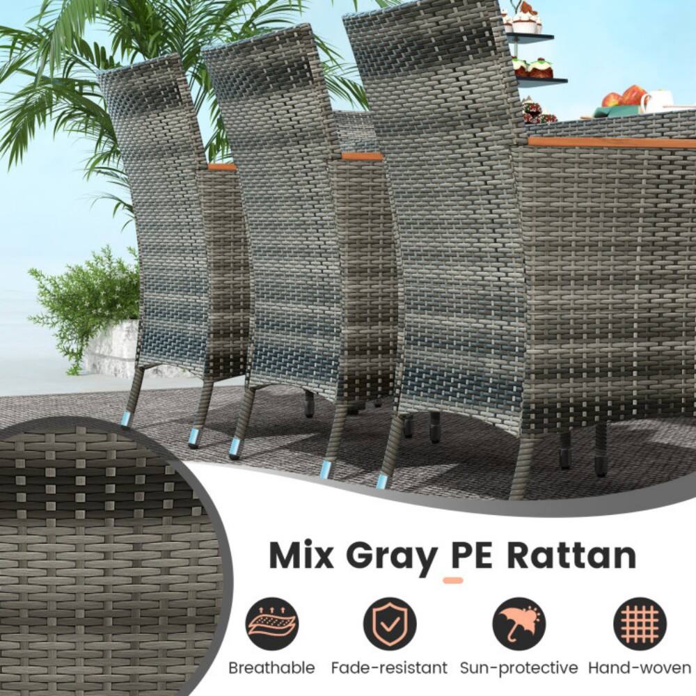 Mix Gray PE Rattan  
Breathable  
Fade-resistant  
Sun-protective  
Hand-woven